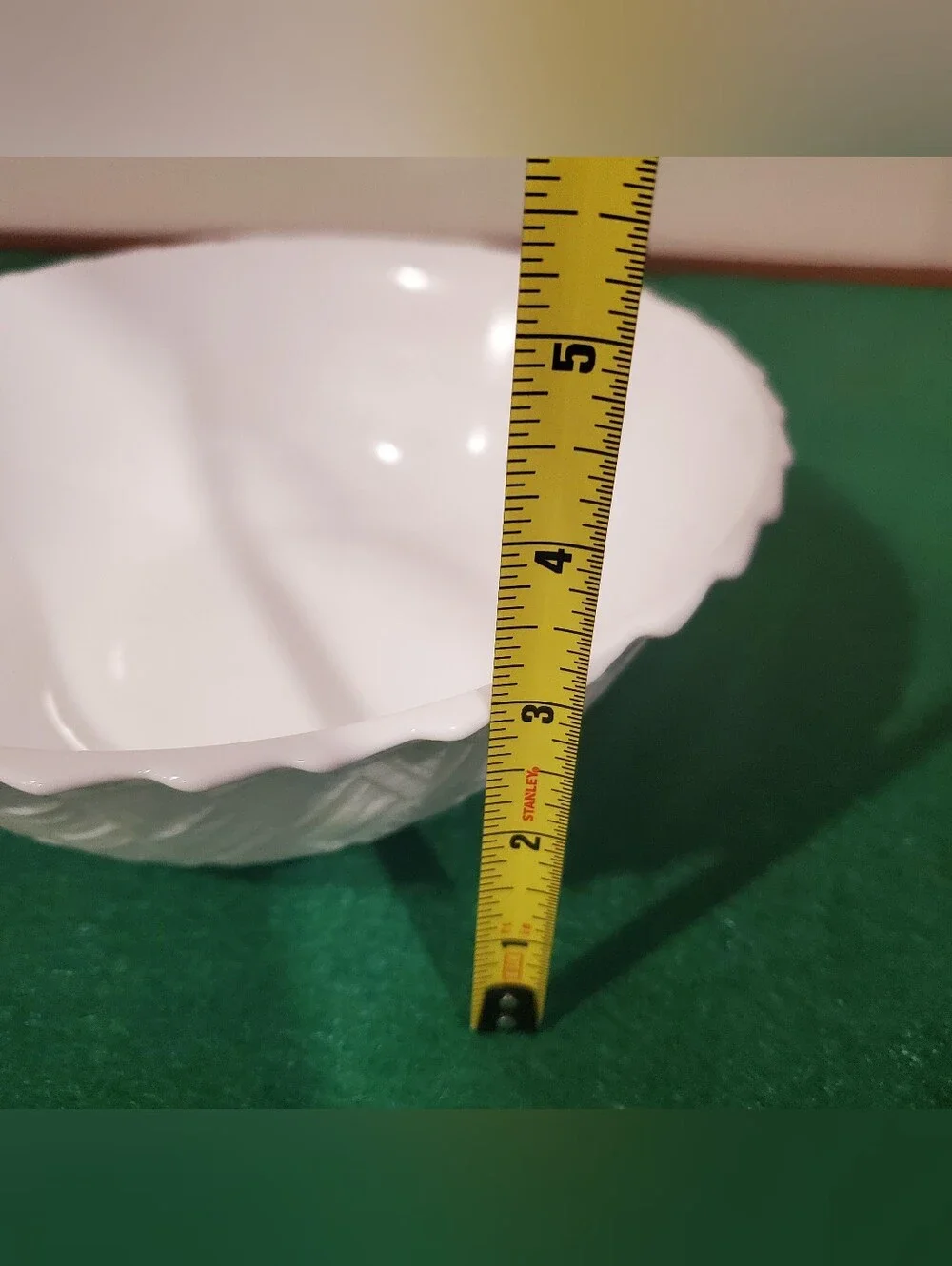 Vintage Weavetex Indiana Glass Basket Weave Milk Glass Bowl 8 3/4